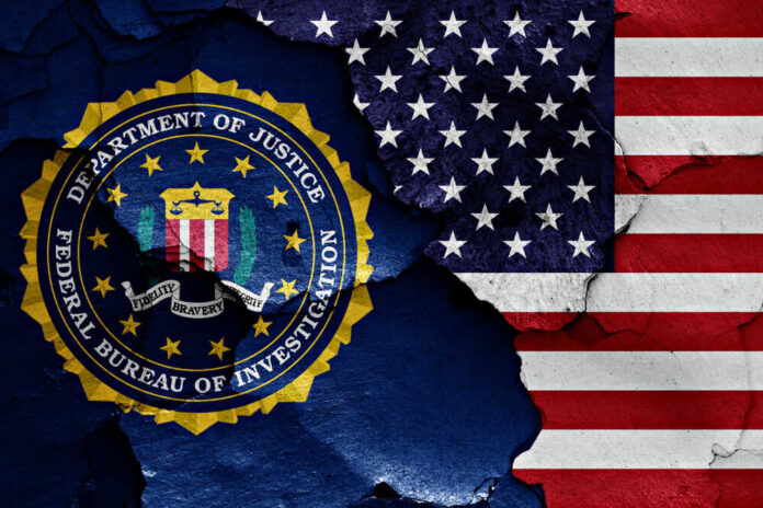 Flag,Of,Fbi,And,Usa,Painted,On,Cracked,Wall