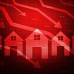 Red graph depicting houses and downward arrows.