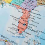 Close-up map of Florida and surrounding areas.