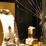 Shattered glass jewelry display