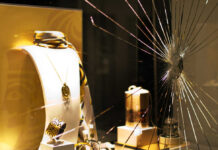 Shattered glass jewelry display