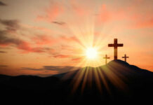 Three crosses on a hill