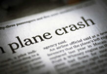 Newspaper headline about a plane crash