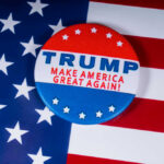 Campaign button with Trump Make America Great Again