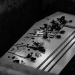 Death Sparks Scientific World Tribute Coffin with flowers inside a dark burial plot