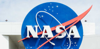 NASA logo displayed prominently against a blue background