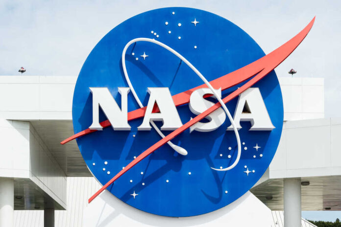 NASA logo displayed prominently against a blue background