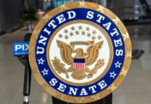 Seal of the United States Senate displayed prominently