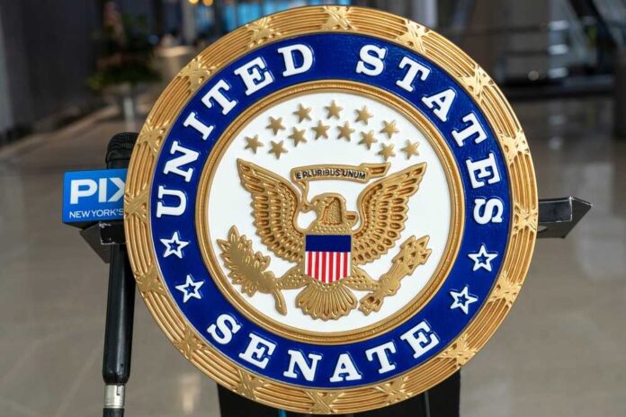 Seal of the United States Senate displayed prominently