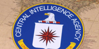 Central Intelligence Agency emblem on a world map.