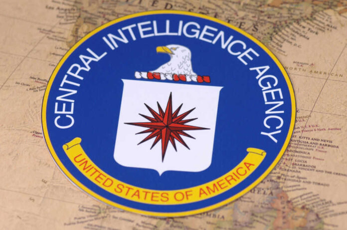 Central Intelligence Agency emblem on a world map.