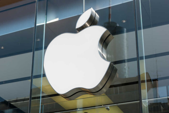 shutterstock_611496041.jpg Apple logo displayed prominently on a glass storefront