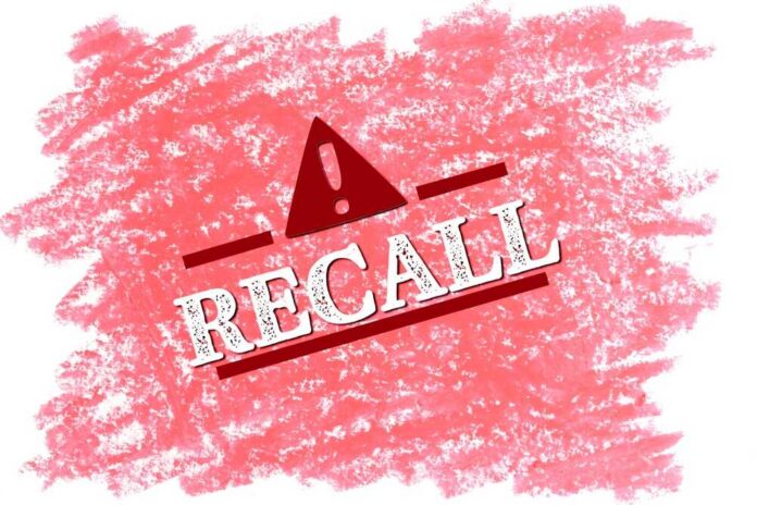 Recall alert with an exclamation mark on a red background
