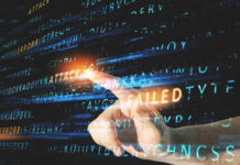 A hand pointing at a glowing error message in a digital environment