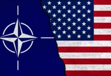 Trump UNLEASHES on NATO Again — Alliance CRUMBLING? NATO flag on the left and USA flag on the right, with a torn effect in the middle
