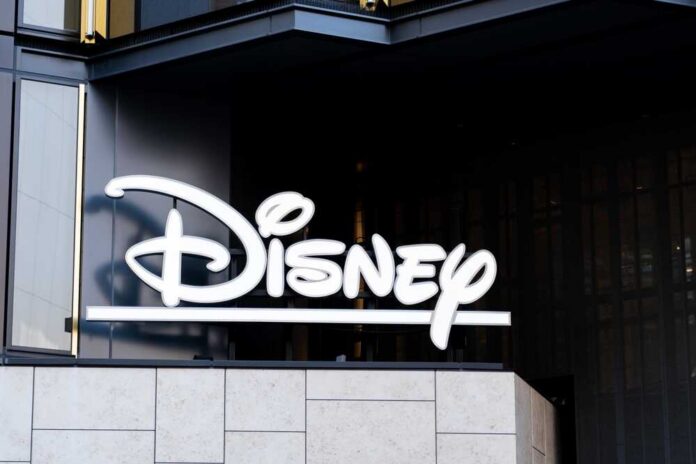 Disney logo displayed on a modern building