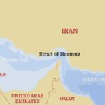 Map showing the Strait of Hormuz and surrounding countries