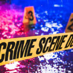 Steel Coffin: Six Found DEAD in Boxcar Crime scene tape with blurred evidence markers.