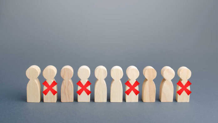 Row,Of,People,With,Red,X.,Reductions,And,Work,Layoffs
