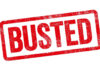 BUSTED: Forty-Year Lie Exposed Red Busted stamp on white background