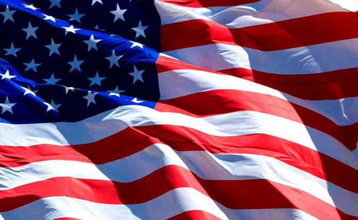 USA flag waving in the wind.