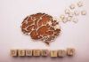 Blood Test Predicts Dementia Decades Early Wooden brain illustration with puzzle pieces and the word DEMENTIA spelled out in blocks