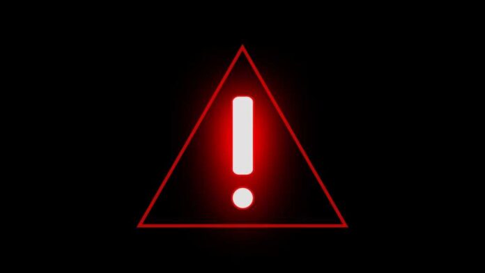 Red,Warning,Symbol,On,Black,Background.,Exclamation,Mark.,3d,Render. Red warning triangle with exclamation mark on black background