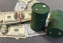 Emergency Oil Cushion VANISHING Fast Green oil barrels on US dollar bills