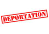 Red deportation stamp on white background