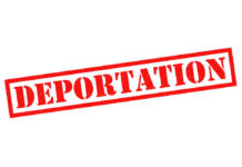 Deportation Gamble Lands In Liberia Red deportation stamp on white background
