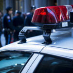 Pill Trail Twist in Star’s Death? Police car roof with lights, officers in background.