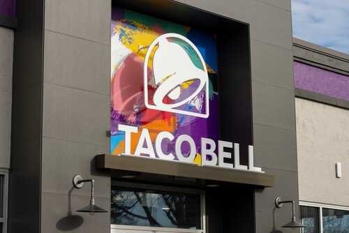 Portland,,Or,,Usa,-,Jan,16,,2022:,Closeup,Of,The Exterior view of a Taco Bell restaurant with colorful mural