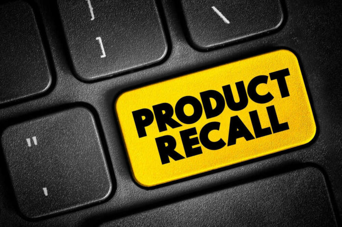 Product recall key on computer keyboard
