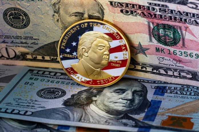 Coin,With,A,Portrait,Of,Donald,Trump,On,A,100 Trump coin